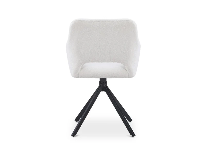 Lot de 2 chaises pivotantes design en tissu bouclette blanc écru CIEL