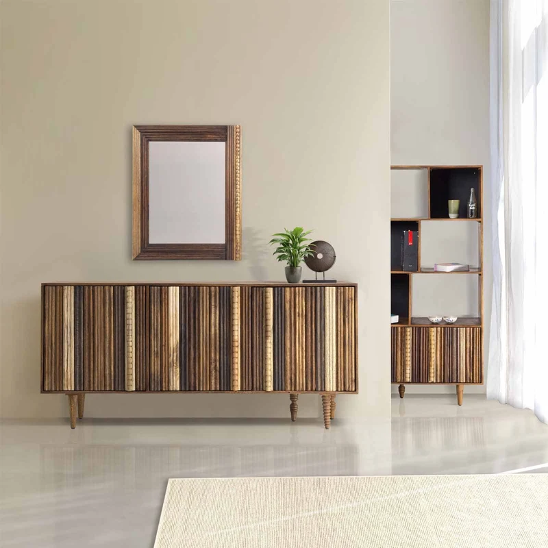 Buffet bas 3 portes multi teintes | Manguier Ramon