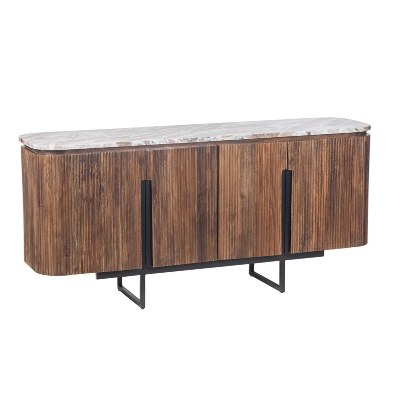 Buffet 4 portes plateau marbre | Manguier Kfir II