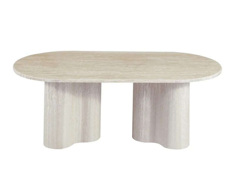 Table basse en marbre composite beige pieds forme organique VANINA