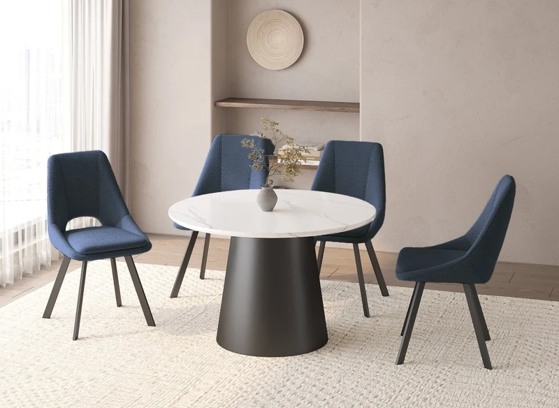 Lot de 4 chaises effet peau de mouton bleu NARCISSE