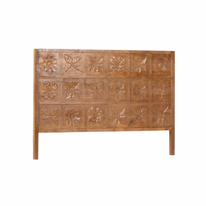 Tête de lit king size sculptée 180 cm en bois manguier massif - Sculture