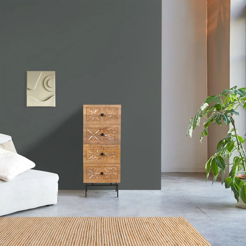 Chiffonniers 4 tiroirs en bois manguier massif - Sculture