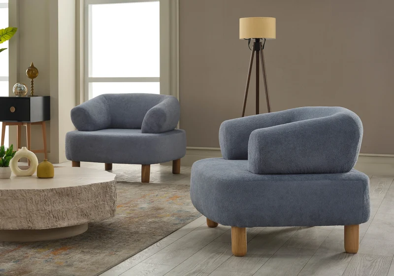 Canapé arrondi tissu bouclé dossier réglable – CARLOS