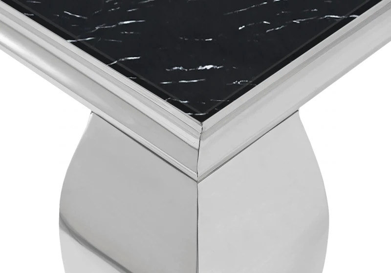 Console d'entrée design marbre noir argent - Neo