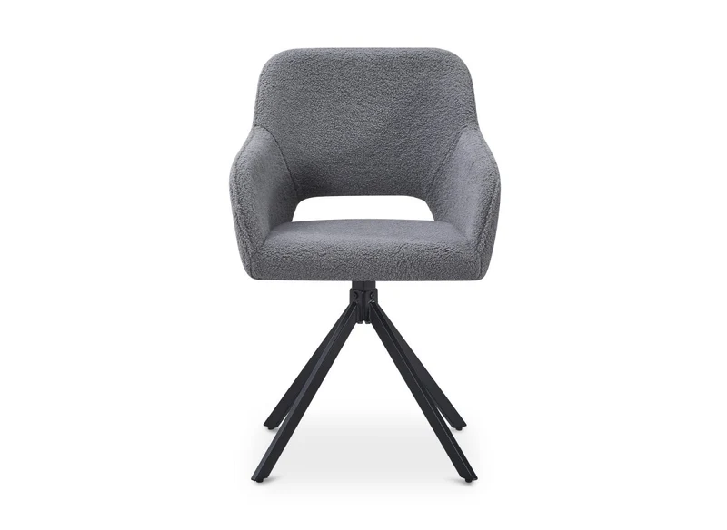 Lot de 2 chaises pivotantes design en tissu bouclette gris CIEL
