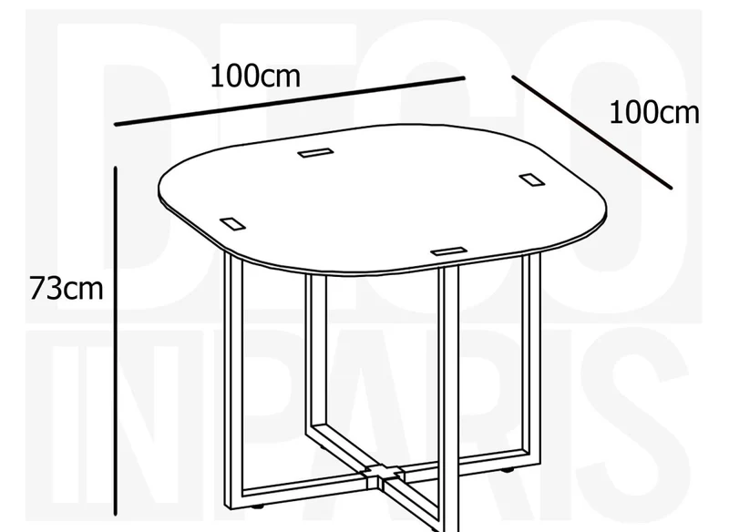 Ensemble table à manger en verre + 4 chaises noires et blanches FLEN