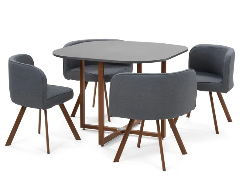 Ensemble table + 4 chaises encastrables grises FLEN