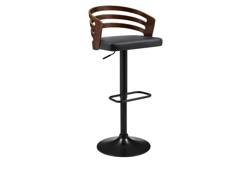 Tabouret de bar design en bois et simili noir AIDEN