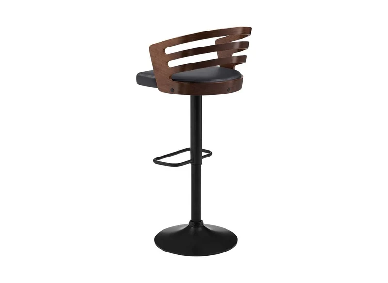 Tabouret de bar design en bois et simili noir AIDEN
