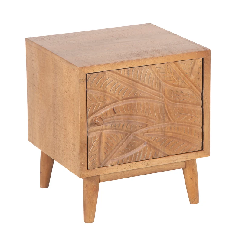 Chevet droit sculpté en bois massif manguier - Floria