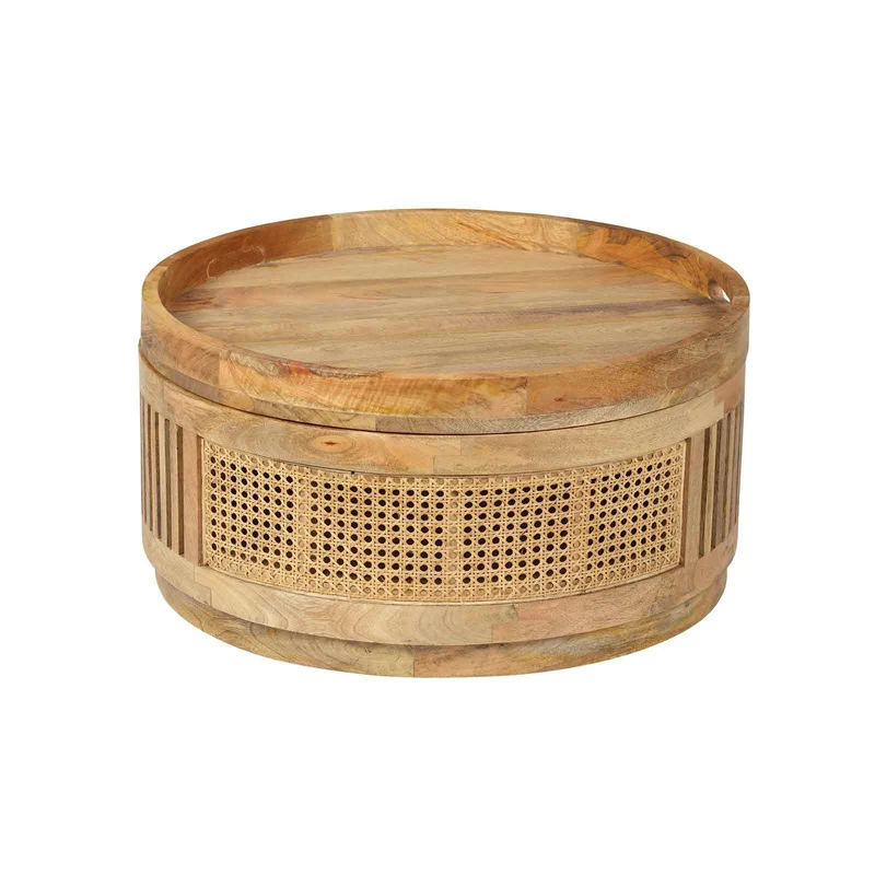 Set de 2 tables basses manguier et cannage