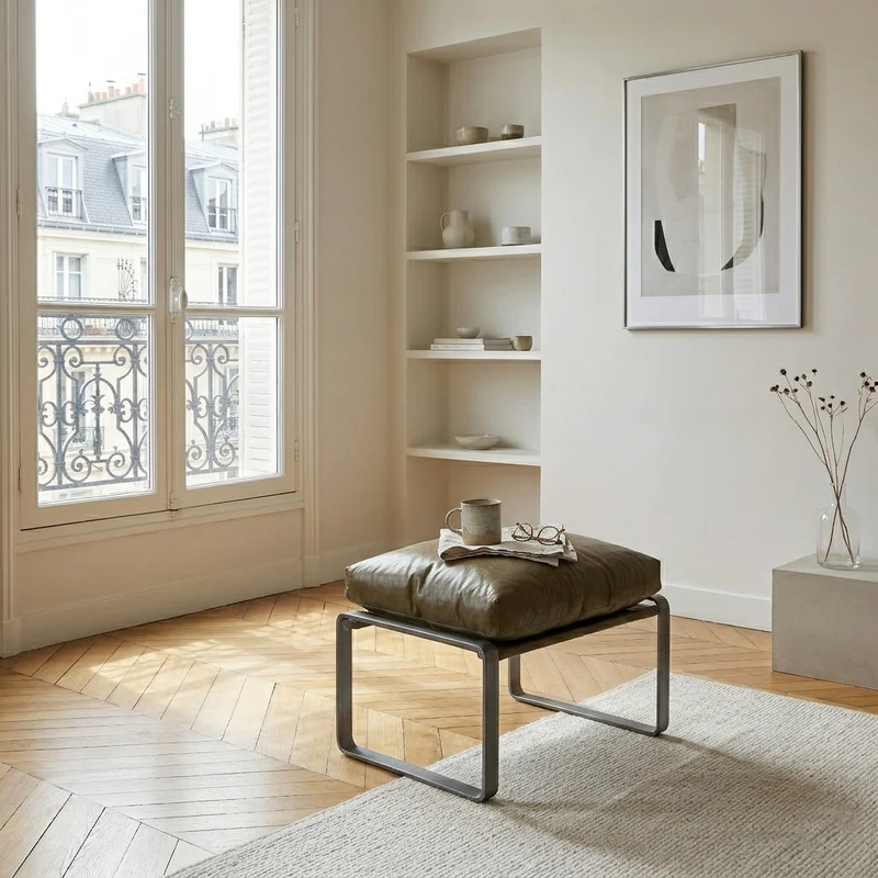 Damo Pouf Brun | Leather
