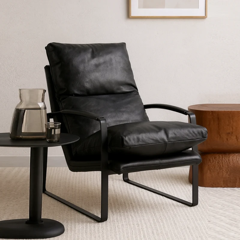 Damo Fauteuil Noir | Leather