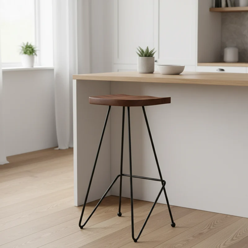 Tabouret de bar acacia et métal | Tila