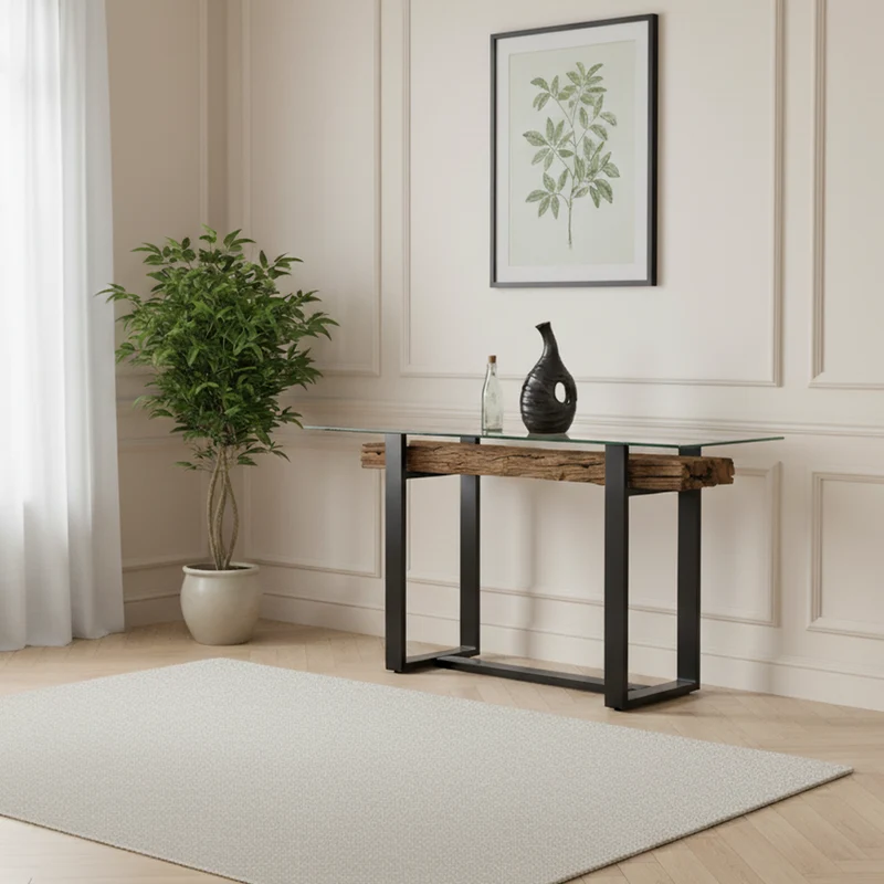 Console bois recyclé et métal | Bois recyclé Sufa
