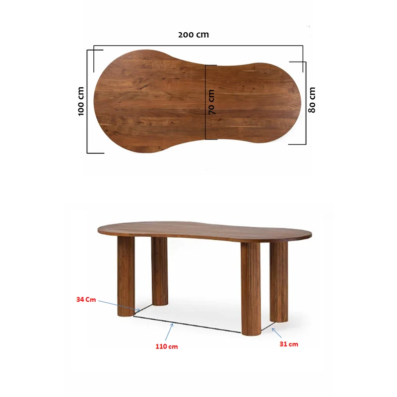 Table de repas ovale 3/4 pieds | Acacia Arad