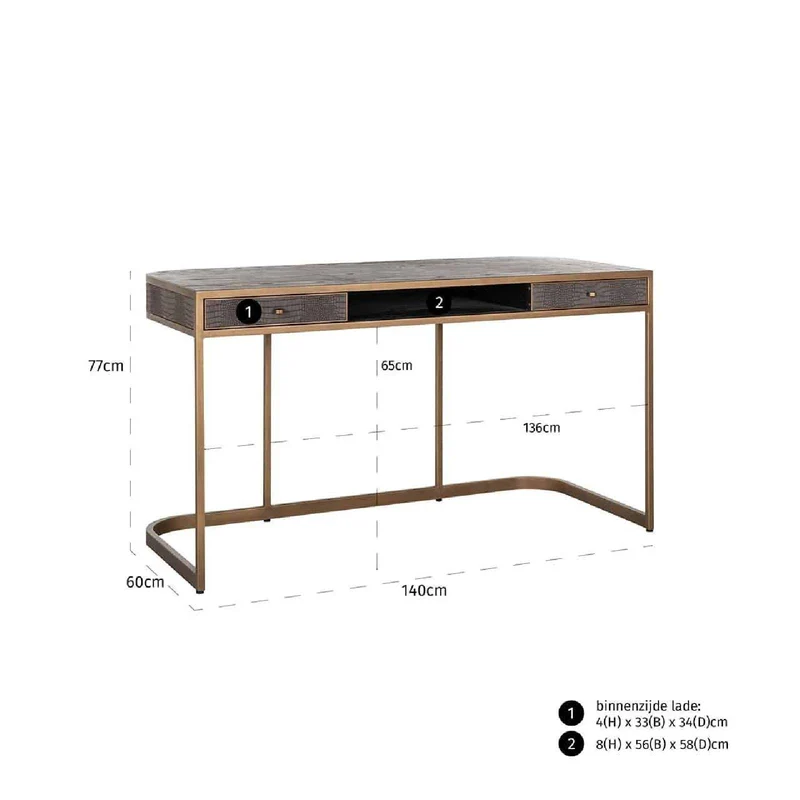 Bureau Classio 2-laden (brossé or)