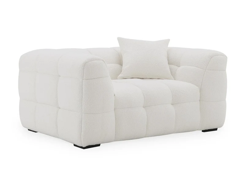 Fauteuil effet peau de mouton blanc écru BELLA
