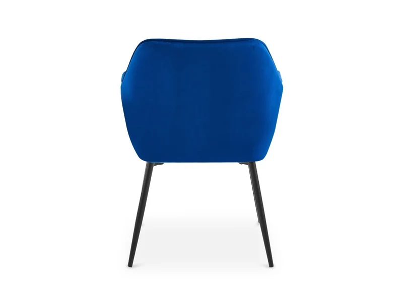 Lot de 2 chaises avec accoudoirs en velours bleu pieds noirs EDWIGE