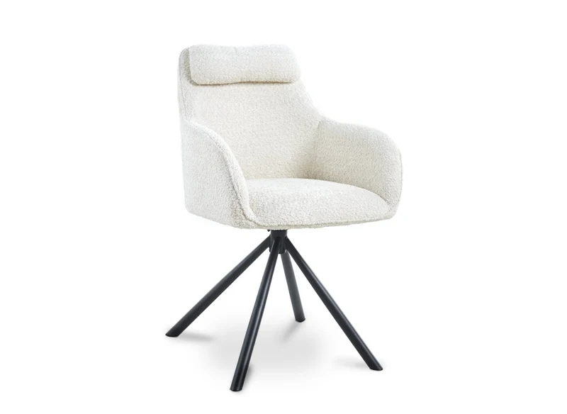 Chaise pivotante avec accoudoirs effet peau de mouton beige AGNES