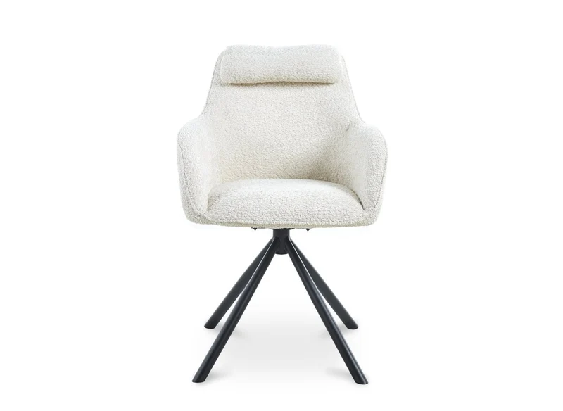 Chaise pivotante avec accoudoirs effet peau de mouton beige AGNES