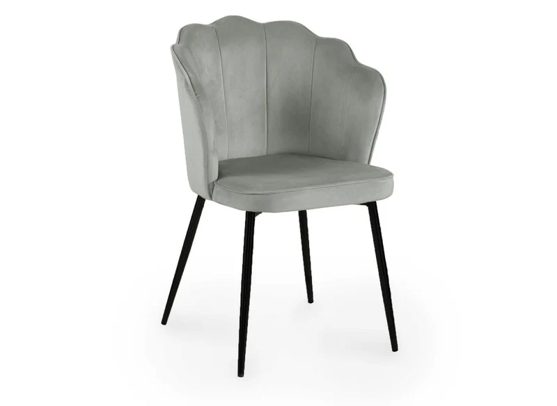 Lot de 2 chaises design en velours gris pieds noirs GARANCE