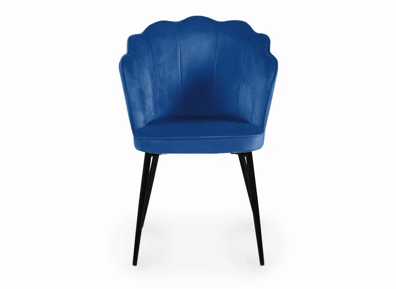 Lot de 2 chaises design en velours bleu pieds noirs GARANCE