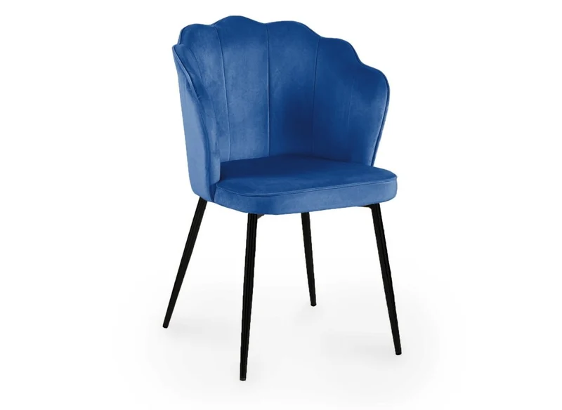 Lot de 2 chaises design en velours bleu pieds noirs GARANCE