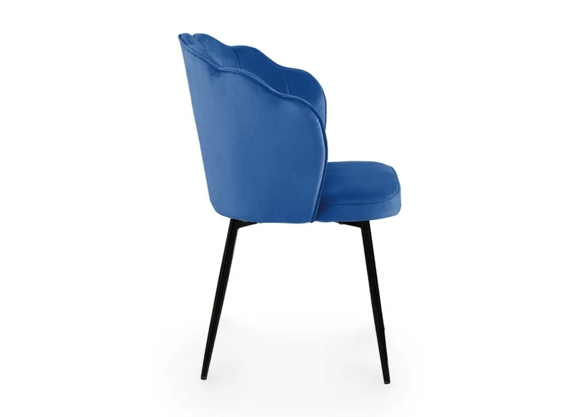 Lot de 2 chaises design en velours bleu pieds noirs GARANCE