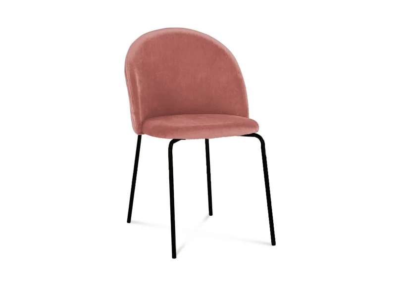 Lot de 2 chaises design en velours rose pieds noirs KENNETH