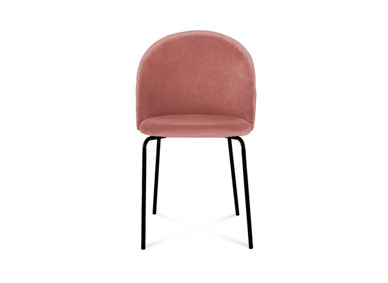 Lot de 2 chaises design en velours rose pieds noirs KENNETH