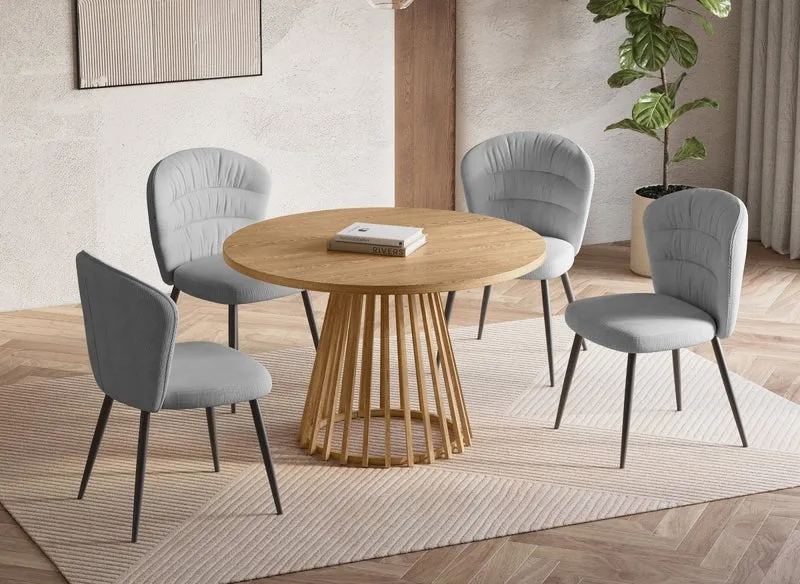 Lot de 4 chaises en velours côtelé gris DANIELA
