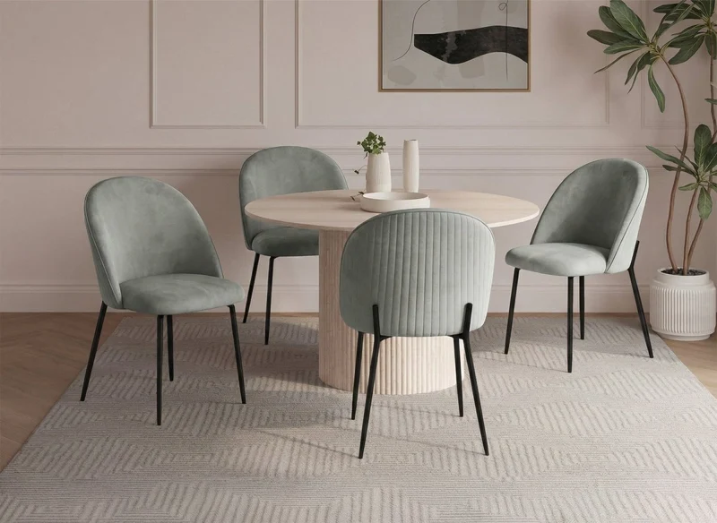 Lot de 2 chaises design en velours gris pieds noirs ARABEL