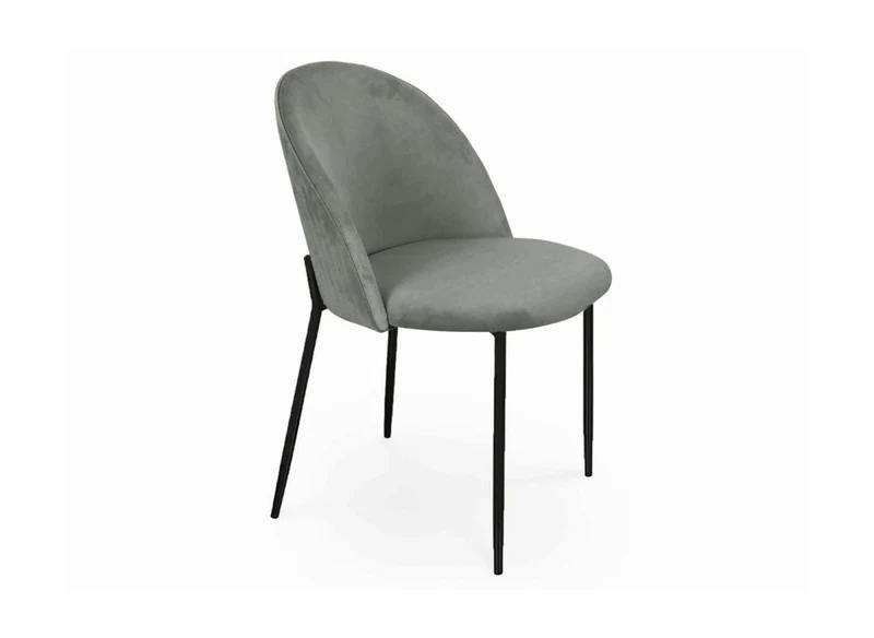 Lot de 2 chaises design en velours gris pieds noirs ARABEL