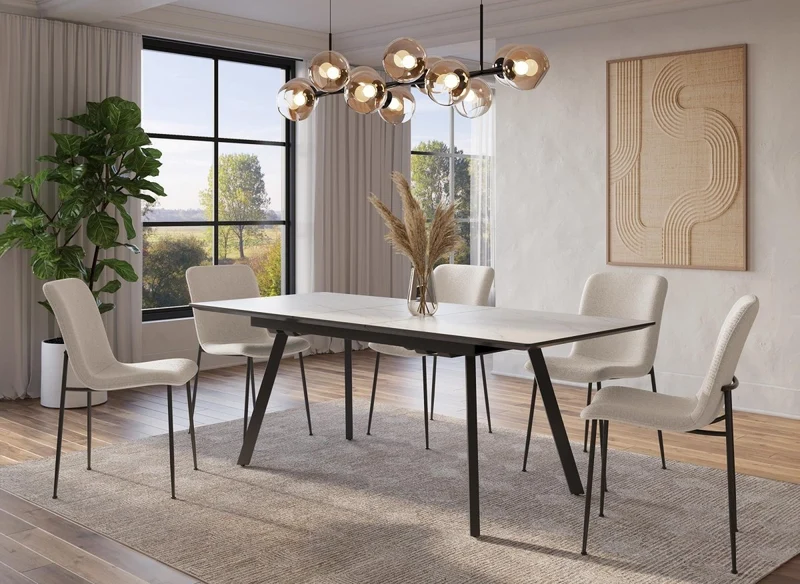 Lot de 4 chaises en tissu beige CHERYL