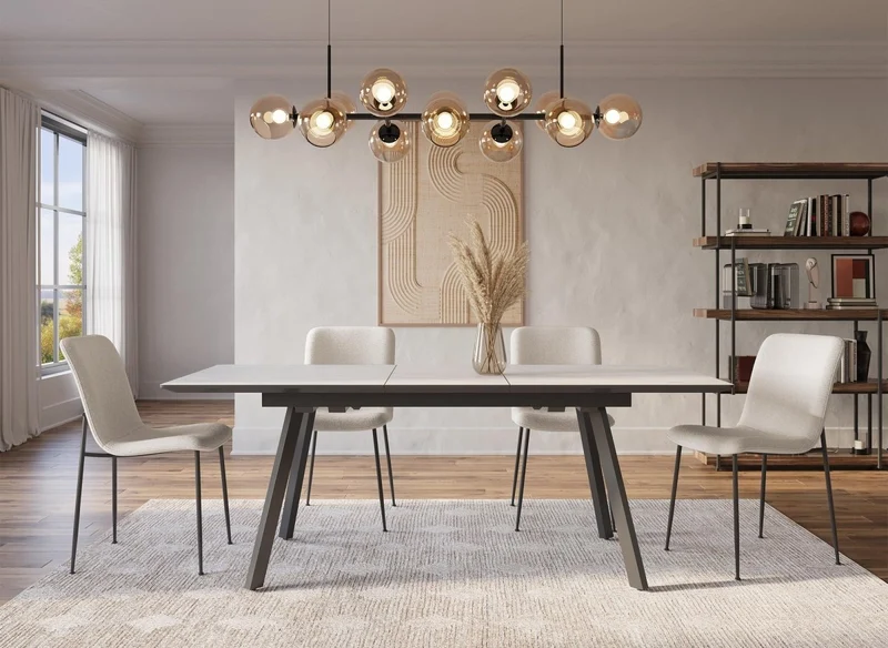 Lot de 4 chaises en tissu beige CHERYL
