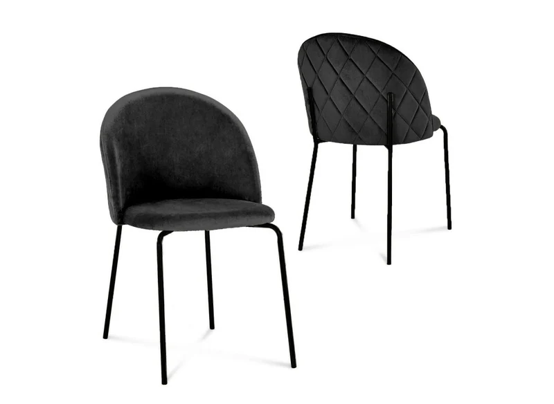 Lot de 2 chaises design en velours noir pieds noirs KENNETH