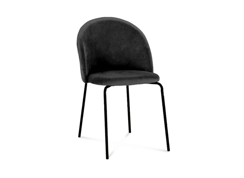 Lot de 2 chaises design en velours noir pieds noirs KENNETH
