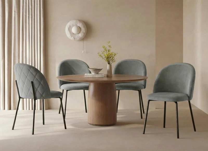 Lot de 2 chaises design en velours gris pieds noirs KENNETH