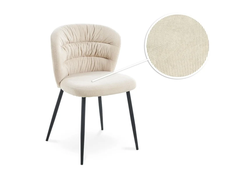 Lot de 4 chaises en velours côtelé beige DANIELA