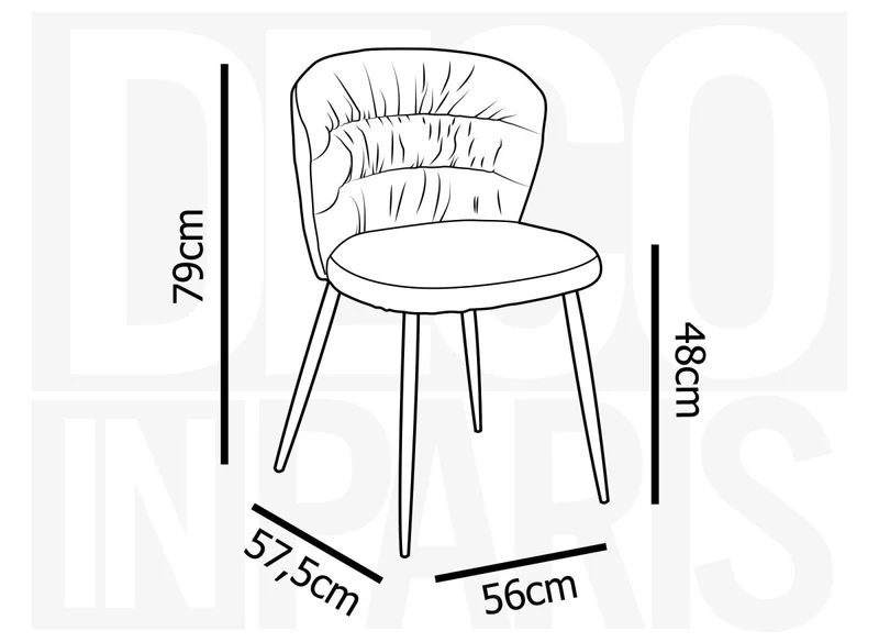 Lot de 4 chaises en velours côtelé beige DANIELA