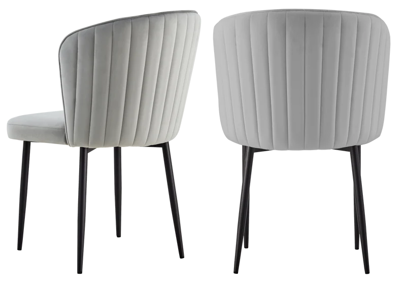 Chaise de salle à manger design en velours gris - Diva x4