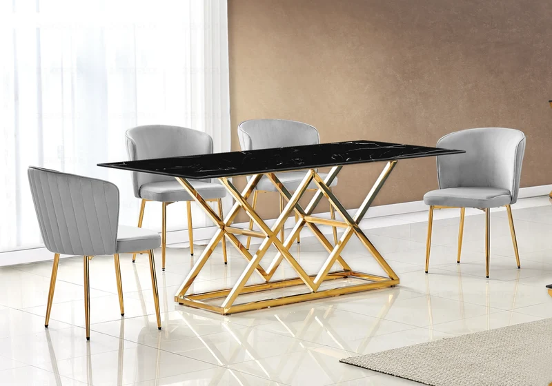 Chaise de salle à manger design en velours gris - Diva x4
