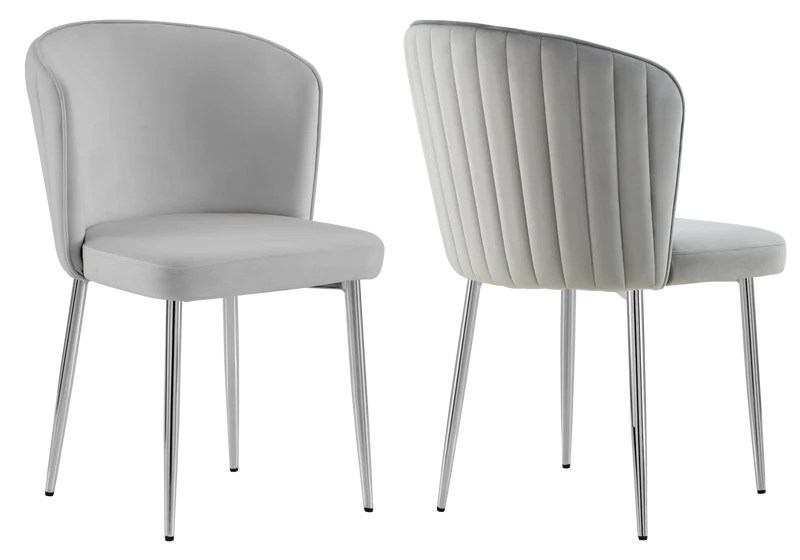 Chaise de salle à manger design en velours gris - Diva x4