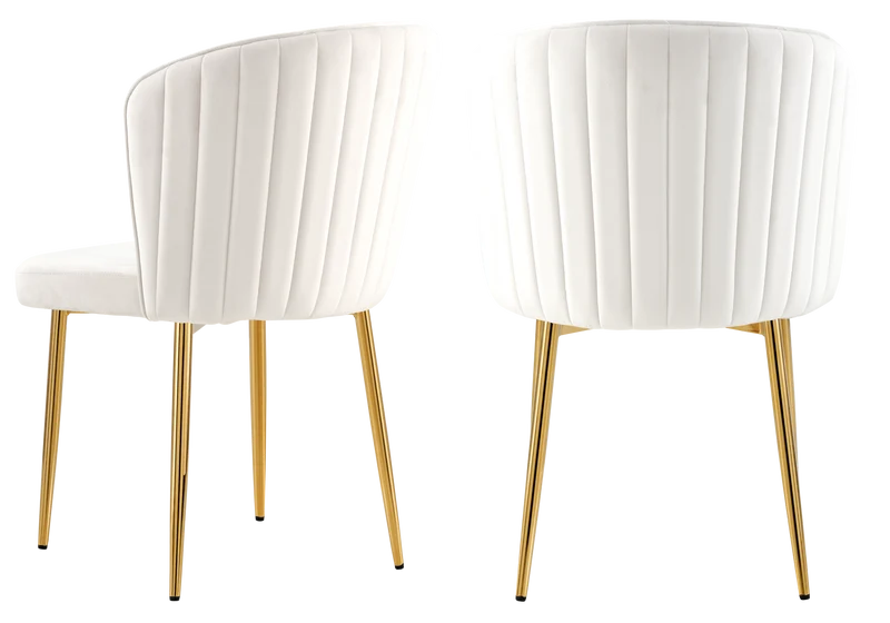 Chaise de salle à manger design en velours écru - Diva x4