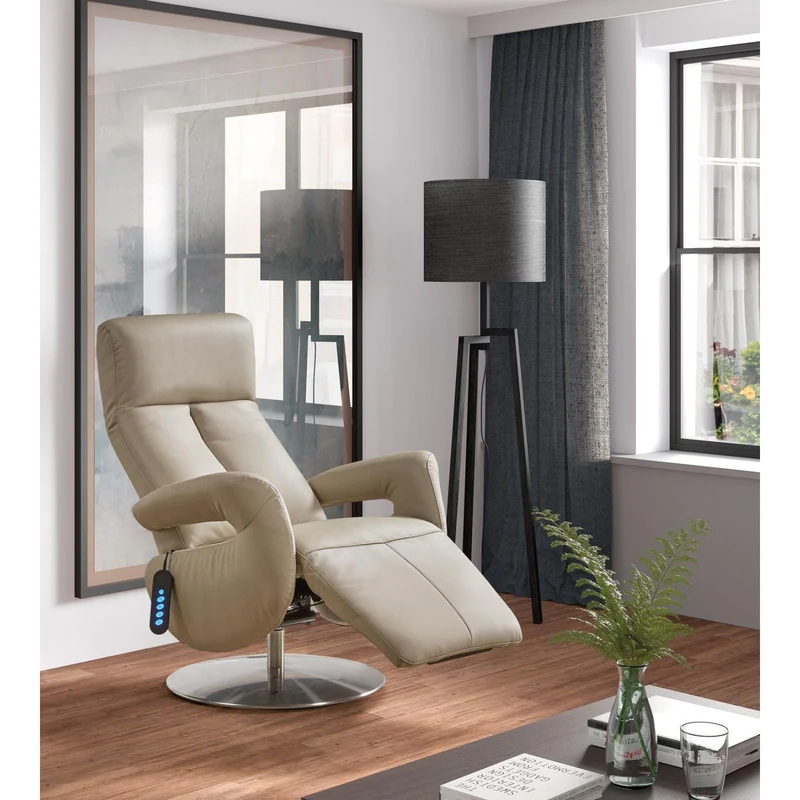 Fauteuil relax électrique cuir Grecia Gris foncé