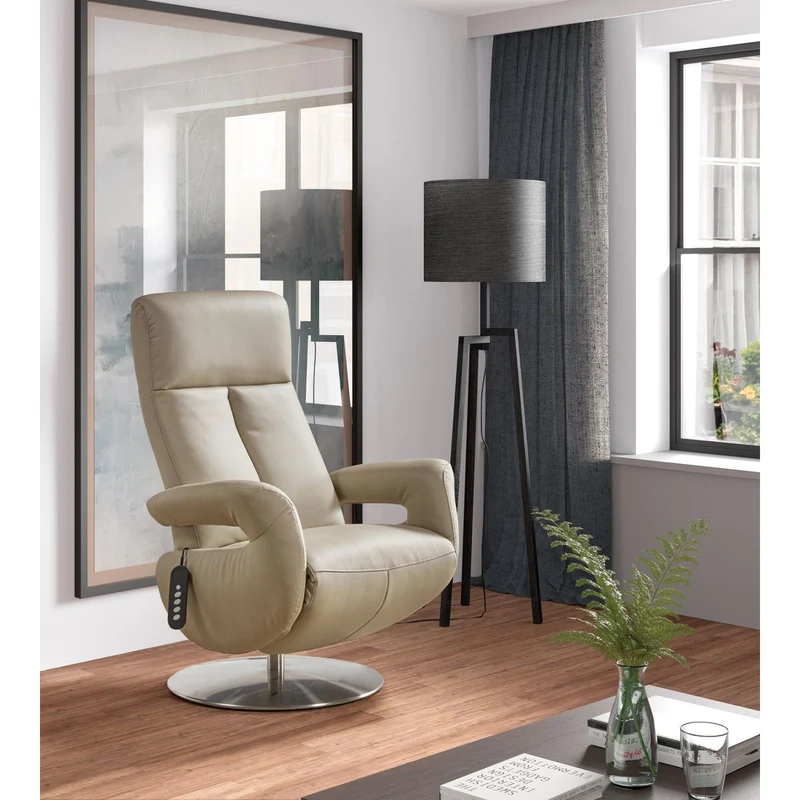 Fauteuil relax électrique cuir Grecia Gris foncé