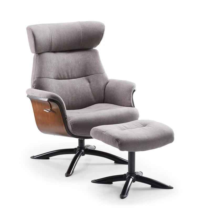 Fauteuil relax manuel bois microfibre Osaka Bleu foncé