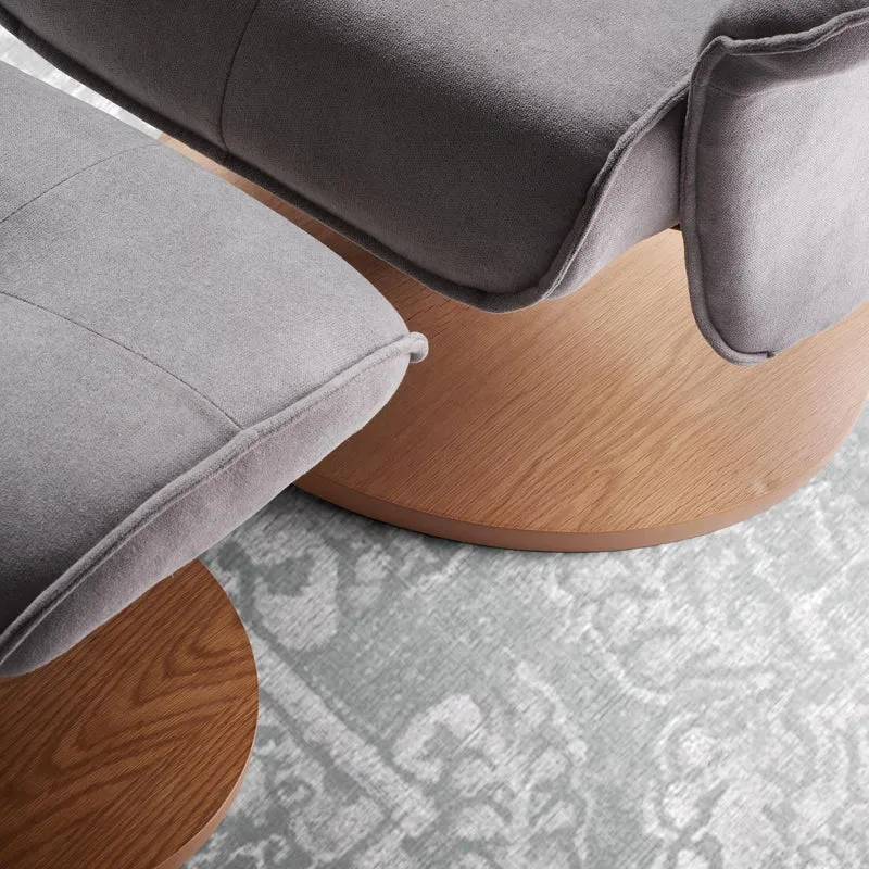 Fauteuil relax manuel bois microfibre Osaka Bleu foncé